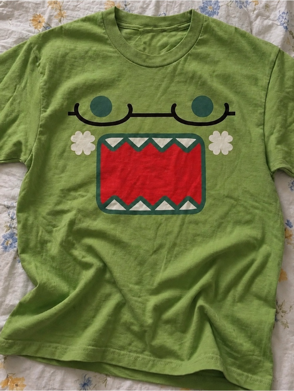 Gildan Kiwi Green Tee with Monster Graphic